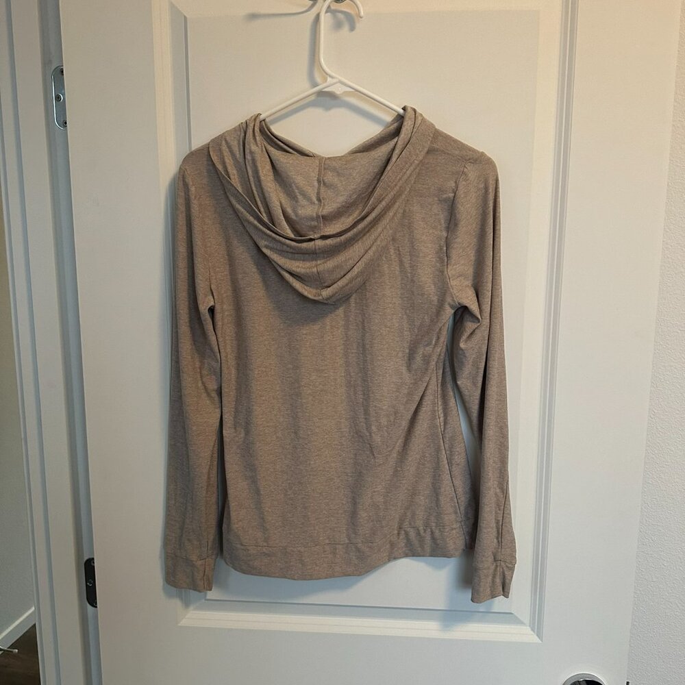 Beyond Yoga Tan Light Hooded Top View 2